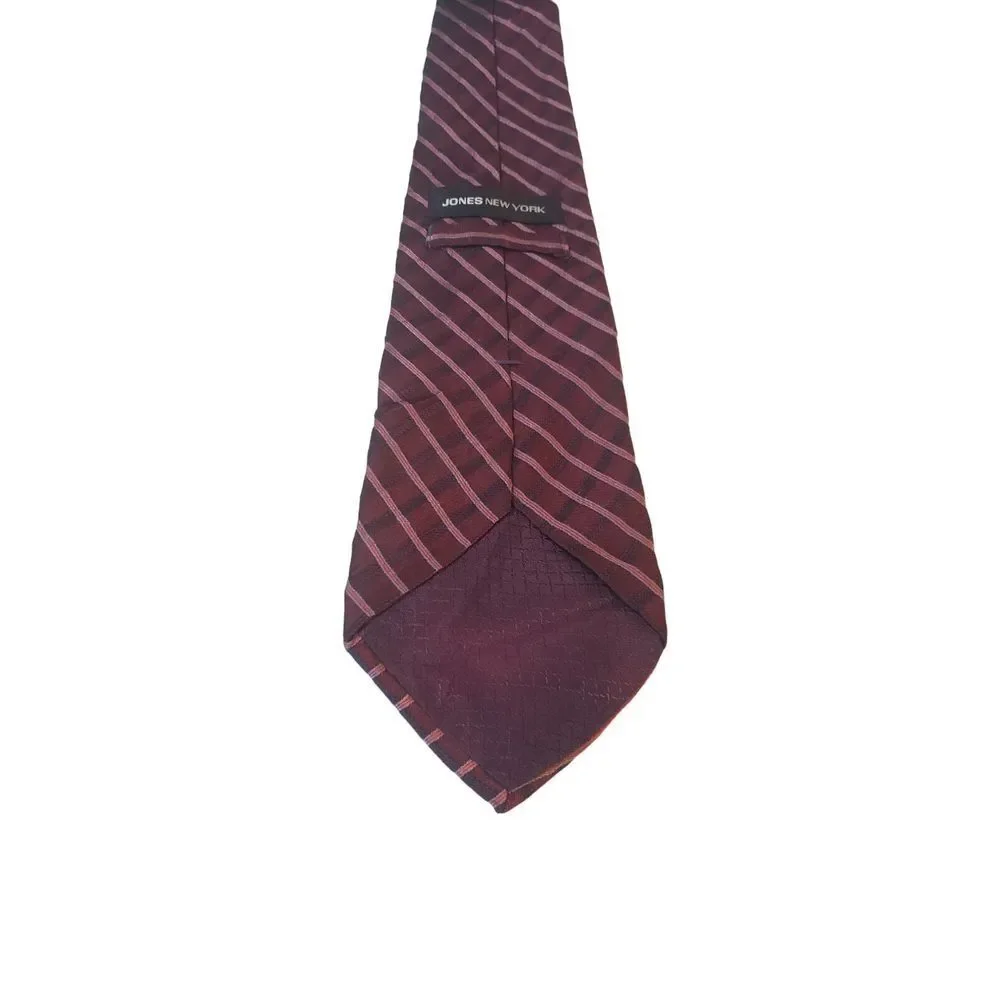 Jones New York Men's Silk Tie Pink Blue Diagonal Striped 59